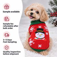 Pull de Noël pour chien FNJIA, tricoté, motif flocon de neige jacquard, tenue pour chiot, vêtement doux et chaud pour animaux de compagnie pour les fêtes