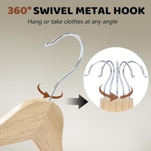 Wood Hangers with Shoulder Grooves Premium Wooden Hangers Slim <b>Coat</b> Hanger Suit Hangers with 360 Degree Rotatable <b>Hook</b> - Product Image 2