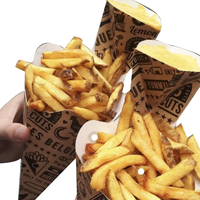 Porte-cône en papier Kraft, boîte de frites frites frites poulet frit emballage de restauration rapide avec poche à Sauce