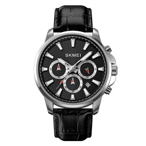 Montre-bracelet Skmei 2071 pour homme, luxe, quartz, bracelet en cuir, haute qualité, logo personnalisé, chronographe à six aiguilles, étanche, simple - Product Image 4