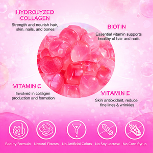 Bonbons gélifiés végétaliens à faible teneur en <span class=keywords><strong>sucre</strong></span>, marque privée, fourrés au biotine et aux protéines, gommes au collagène pour lutter contre le vieillissement - Product Image 4