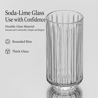 Gobelet en verre rayé commercial pour thé aux fruits, Americano glacé, latte, café, whisky, boissons, café, restaurant, vente en gros
