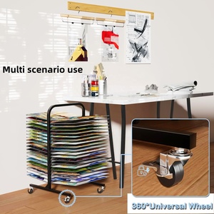 Hiện đại 40 đơn vị sơn dầu giấy hình ảnh khô giá hai mặt dây kim loại hiển thị đứng cho nghệ thuật lớp học lưu trữ Tạp Chí - Product Image 4