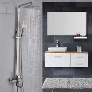 Ensemble de douche à effet pluie <span class=keywords><strong>mural</strong></span> en acier inoxydable 304 <span class=keywords><strong>avec</strong></span> <span class=keywords><strong>robinet</strong></span> de style pluie pour baignoire en laiton brossé - Product Image 2
