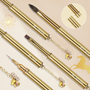 Ensemble de pinceaux à ongles avec manche métallique, stylo de dessin pour liner, logo personnalisé, vente en gros, pinceau professionnel pour manucure en gel UV, pinceau pour nail art - Product Image 4