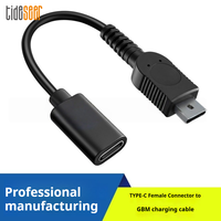 Kabel Pengisi Daya Tideseer Type-C Female ke GBM Hitam 10cm Bahan PVC untuk Pemain Video Game
