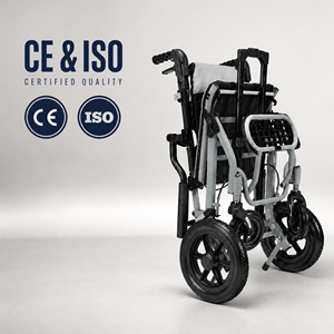 Fauteuil roulant manuel pliable léger pour personnes âgées et handicapées, certifié CE ISO, <span class=keywords><strong>en</strong></span> <span class=keywords><strong>aluminium</strong></span>, avec dossier réglable et accoudoirs rabattables - Product Image 2