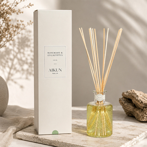 ชุดกล่องของขวัญน้ำหอมปรับอากาศแบบก้านไม้หอมแก้วลายสวยงาม ขนาด 100 มล. จากบริษัทไอคุน พร้อมฉลากติดกาว ปรับกลิ่นได้ เหมาะสำหรับสปาและโรงแรม - Product Image 1
