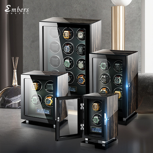 Boîte de rangement pour montres Embers Luxury Wood Grain Watch Winder avec 2, 4, 6, 9, 12 ou 24 emplacements pour Rolex, Vacheron Constantin, <span class=keywords><strong>Tissot</strong></span>, Patek Philippe - Product Image 1