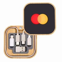 Kit de câble adaptateur de charge multi-USB 3 en 1, boîte circulaire, câble USB, kit adaptateur de voyage, chargeur sans fil rond avec lumière LED pour Apple