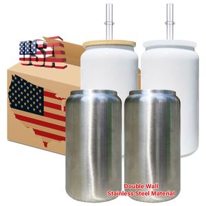 Double Wall Stainless Steel 16Oz Can White Blank Sublimation Soda <b>Beer</b> Tumbler Cups Metal Tumblers Cans - Product Image 1
