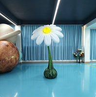 Grande fleur de marguerite gonflable à LED de 6 à 8 pieds, étanche, avec ventilateur intégré, résistante aux intempéries, pour anniversaires, événements, présentoirs de vente au détail et décoration