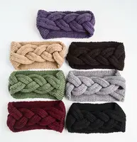 2019 grande Arco de Espinhas de Peixe Inverno Menina Headbands Malha Crochet Quente Headwear Faixa Do Cabelo Elástico Turbante Artesanal Grande Tamanho