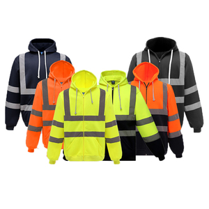 Sweats à capuche réfléchissants personnalisés pour hommes et femmes Sweat-shirt léger haute visibilité Classe 3 Sécurité au <span class=keywords><strong>travail</strong></span> Veste à capuche avec fermeture éclair complète - Product Image 5