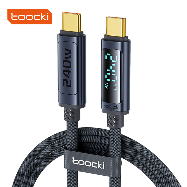 Toocki 1m 2m 240W Digital Display Cable USB-C Charging PD3.1 Certified E-Marker Chip for Fast Charging and Data Transfer