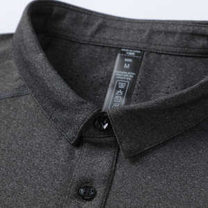 Agujeros transpirables 180 GSM Entrenamiento físico de secado rápido Slim Fit Gimnasio Elasticidad OEM Estampado personalizado Manga corta Polo para hombre - Product Image 3