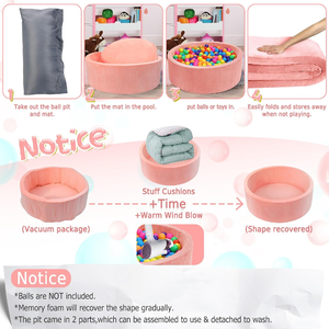 Vente en gros de nouveau parc à balles rond rose pour enfants, <span class=keywords><strong>piscine</strong></span> de jeu intérieure et extérieure en velours doux pour enfants, fosse à balles en mousse à mémoire de forme pour bébés - Product Image 4