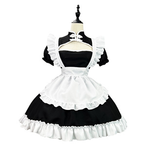 Black And White Chinese Style Maid Costume Dress For Women Stage Performance Cosplay Outfit Plus Size With Label - Product Image 5