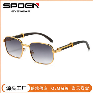 Gafas de sol rectangulares retro con montura completa, lentes degradadas, protección UV400, protección solar unisex para adultos - Product Image 5
