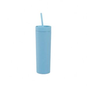 Hotsale 16OZ personalizado mate botella de agua de plástico de doble pared flaco vaso con pajita - Product Image 3