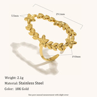 Dingran Vente en Gros 2026 Nouvelle Tendance Mode DIY Design Simple Acier Inoxydable Plaqué Or 18K Bague Ouverte Pentagramme Croix Ligne