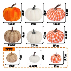 Ensemble de 12 citrouilles en velours à carreaux pour <span class=keywords><strong>Halloween</strong></span> 2026 – Décoration de Noël et de Thanksgiving - Product Image 2