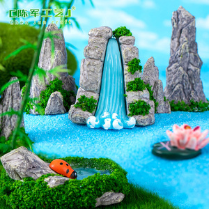 Micro-paisaje artificial Weij, simulación de montaña, aguas, cascadas, rocas extrañas, musgo, paisajismo de jardín, bricolaje - Product Image 4
