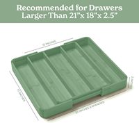 Organisateur d'argenterie en bambou vert pour tiroir Organisateur d'ustensiles de cuisine extensible pour tiroirs de cuisine