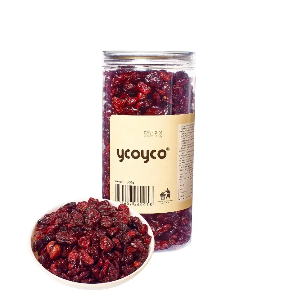 ycoyco 500 ग्राम जार में थोक सूखी क्रैनबेरी उत्पाद सूखे फल सूखे क्रैनबेरी (चमकदार लाल)