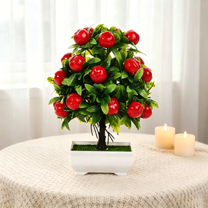 LUYI - Planta Artificial en Maceta de Espuma Plástica, Estilo Moderno, Hecha a Mano, Simulación de Manzana y Naranja, Adornos de Imitación Verde, Envío Rápido - Product Image 4