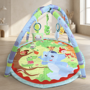 Tapete de Actividades Vibrante para Bebés con Diseño de Elefante, 5 en 1, Acolchado, con <span class=keywords><strong>Arcos</strong></span> de Descubrimiento Suaves y Juego de Juguetes Colgantes de Animales - Product Image 1