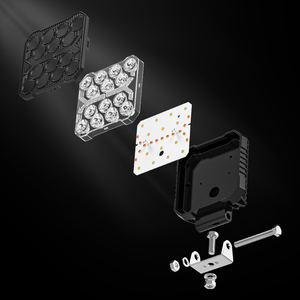 Venta al por Mayor de Nuevos Faros LED Cuadrados de 4 Pulgadas, 48W, 9-36V, 4X4, con 16 LED, para Camiones, con Cubierta Negra - Product Image 4