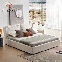 Lit capitonné moderne de luxe en bois massif pour chambre à coucher, avec revêtement en tissu de haute qualité, confortable, doux et avec rangement intégré