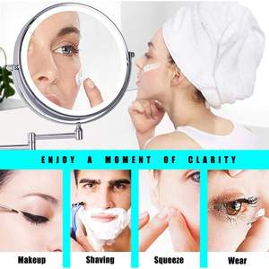 DB 8-Inch <b>LED</b> Wall Mount Round Makeup <b>Mirror</b> 3X Magnification Chrome Finish Bathroom <b>Vanity</b> <b>Mirror</b> - Product Image 4