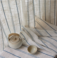 Rideau de fenêtre en maille tricotée personnalisable, translucide, non transparent, à plis ondulés/ripple, imprimé en 3D, style japonais, pour maison d'hôtes, bleu