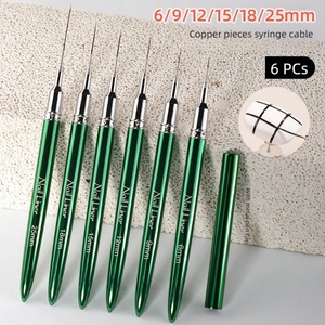 Nouveau stylo à ongles ultra-fin pour dessin, 6mm/9mm/12mm/15mm/18mm/25mm, manche métallique, pinceau liner en nylon vert 2024 - Product Image 4