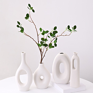 Creative Hollow Irregular Shape White Ceramic Vase With Pierced Design for Living Room Dining Table Dried <b>Flower</b> <b>Display</b> - Product Image 2
