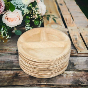 Platos Redondos Compostables de 12 Pulgadas de Hoja de Areca, Lisos y con Divisiones, para Platos Principales, con Tazones de Areca, Empaque Personalizado de Marca - Product Image 2