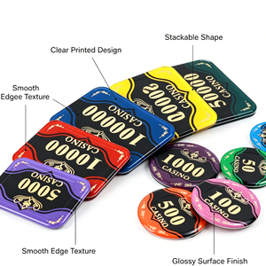 Jetons de poker rectangulaires en acrylique écologiques personnalisés avec impression numérique Kaile Low, taille au choix <span class=keywords><strong>50</strong></span>, 45, 43 mm, jetons de casino - Product Image 3