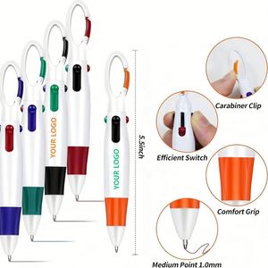 ปากกาลูกลื่นพลาสติก 4 สี สำหรับเดินป่ากลางแจ้ง พร้อมพวงกุญแจและสายคล้อง - Product Image 1