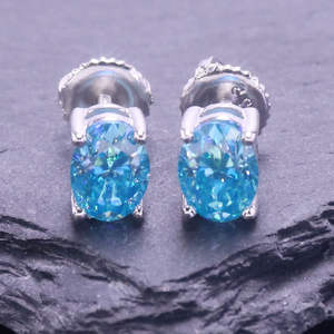Boucles d'oreilles tendance en moissanite bleue VVS1, en argent glacé avec diamant bleu VVS1, accessoire de mode accrocheur - Product Image 2