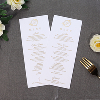 Tarjeta de Menú de Papel Texturizado Blanco con Lámina Dorada, Cartulina Flocada de una Sola Capa, Menú Personalizado para Mesa de Boda o Cena