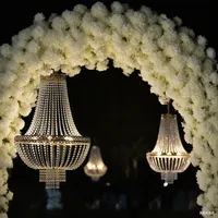 Lustre de mariage en métal doré à LED et cristaux, éclairage décoratif de luxe pour événements et scènes, centre de table, toile de fond, Chine, garantie 2 ans