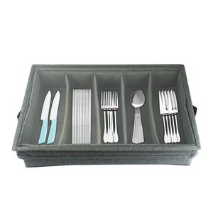 Boîte de rangement portable pour couverts, design amovible pour couteaux, fourchettes et cuillères, pliable pour un transport facile - Product Image 1