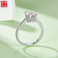 Bague en argent sterling 925 plaqué rhodium avec moissanite couleur D 1 carat, lettre HW, tige droite et serti en V pour femme