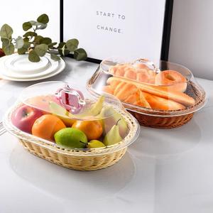 <span class=keywords><strong>Petite</strong></span> <span class=keywords><strong>corbeille</strong></span> à pain rectangulaire en plastique pour les insectes, les snacks, les <span class=keywords><strong>fruits</strong></span>, les paniers <span class=keywords><strong>de</strong></span> rangement tissés en rotin avec couvercle - Product Image 4