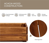 Jardinière en bois d'acacia naturel sur mesure, style caisse, rustique, rectangulaire, pour la plantation, décoration, artisanat en bois, enseignes murales