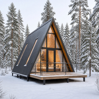 Maison préfabriquée triangulaire en acier galvanisé, étanche et portable, type A-frame, pour la vie en extérieur (vente en gros)