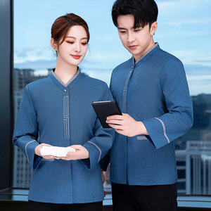 Abito da lavoro in poliestere/cotone per pulizia uniforme da Hotel Unisex a maniche lunghe - Product Image 3