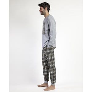 ADMAS Pyjama décontracté à imprimé manches longues pour hommes 100% tissu en coton Logo personnalisé 'Never Give Up' Style Taille XL Light pour la maison - Product Image 3